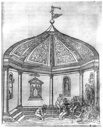 Banhos femininos na Abadia de Theleme, de &39;Le Songe de Polifile&39; por Francois Rabelais (1494-1553) edição publicada em 1554
